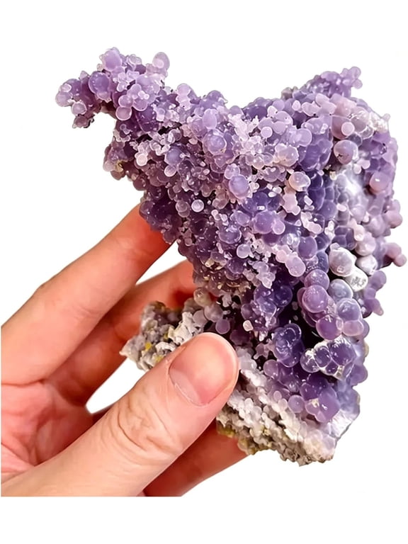 Grape Agate Crystal Cluster, Natural Botryoidal Chalcedony Mineral Specimen, Purple Irregular Geode Stone for Home Office Decor Collection(0~10G)Q
