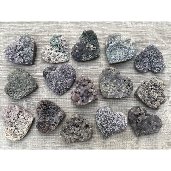Grape Agate Gemstone Hearts, Polished Grape Agate Puffy Hearts, Grape Agate Palm Stone, Grape Agate Heart (10 Hearts)