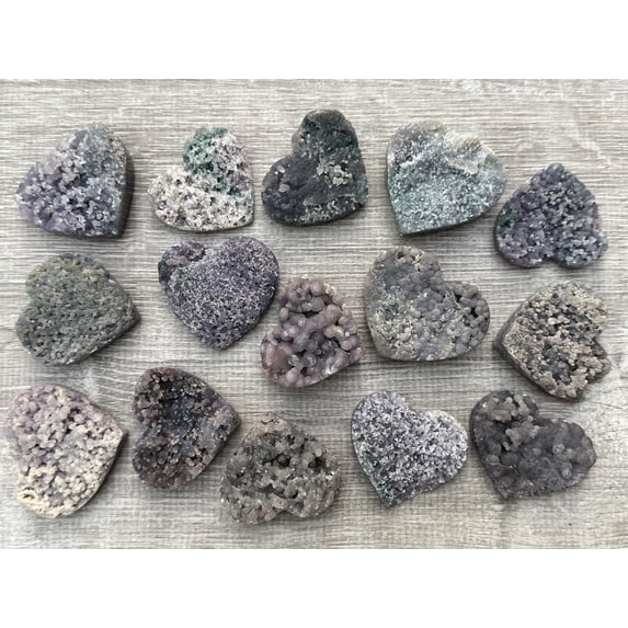 Grape Agate Gemstone Hearts, Polished Grape Agate Puffy Hearts, Grape Agate Palm Stone, Grape Agate Heart (5 Hearts)