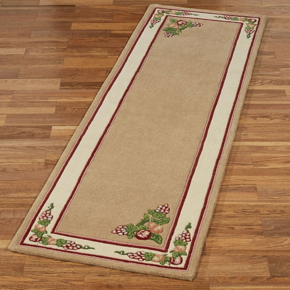 Grape Apple and Pear Fruitful Handcrafted Wool Runner Rug 27 x 90 Inches