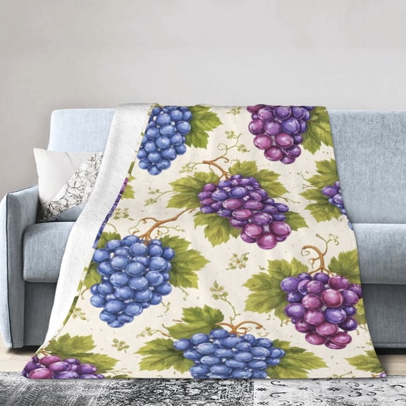 Grape Blanket Gift Throw Blanket Cozy Soft Home Decor Fruit Theme Vineyard Style Gift for Kitchen Decor Lovers 50x40