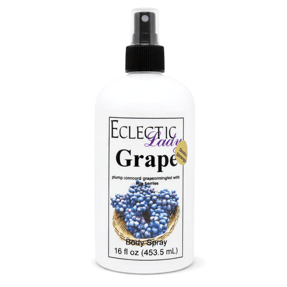Grape Body Spray, Eclectic Lady, Hydrating Mist, Unisex (Double Strength), 16 oz