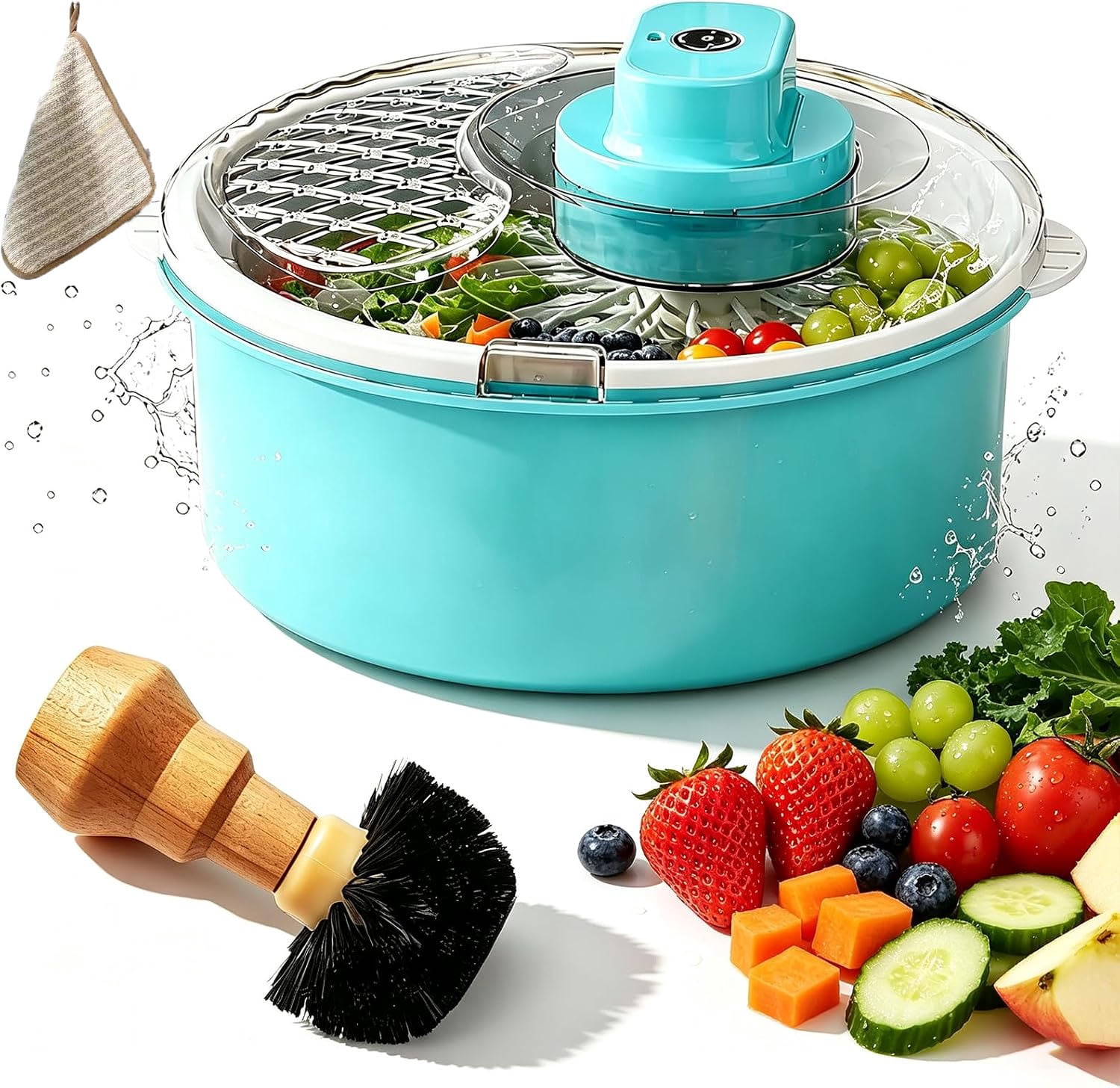 Grape Cleaner Spinner, Automatic Fruit Washer with Brush Work Quickly ...
