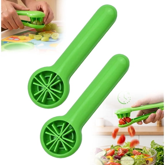 Grape Cutter Slicer, 2026 New Grape Cutter Tool, Grape Tomato Cherry Strawberry Cutter Tools Into 4 Pieces for Vegetable Fruit Salad, Quarter Grape Slicer Kitchen Gadget, Fruit Quarter Tool (2PC)