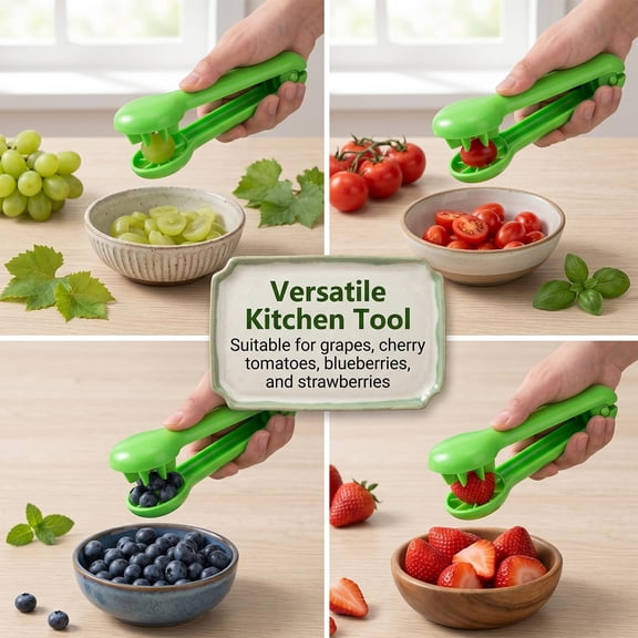 Grape Cutter Slicer,Quick Fruit Quarterer,Versatile Kitchen Gadge,Time Saving and Finger Safe Slicing Tool for Vegetable Fruit Salad,Quarter Grape Slicer Kitchen Gadget
