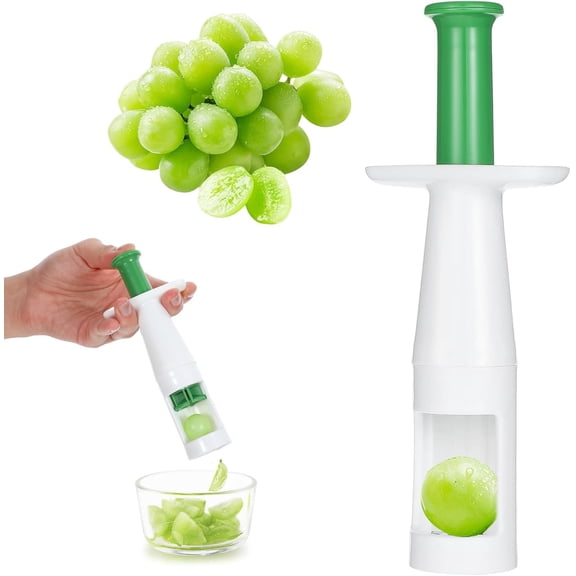 Grape Cutter for Toddlers Stainless Steel Kitchen Gadgets Grape Slicer Fruit & Veggie Cutter Perfect for Vegetable Fruit Salads, Snacks, Sandwich and Cake Decorations (Green)