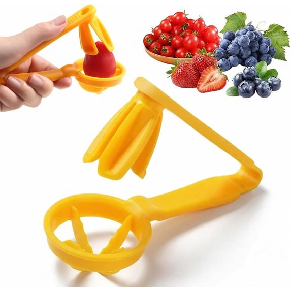 Grape Cutter Tool, Fruit Slicer Cuts Cherry Tomatoes & Strawberries into 4 Pieces, Fruit Quarter Tool for Salad, Cake Decoration, Kitchen Gadgets (Yellow)