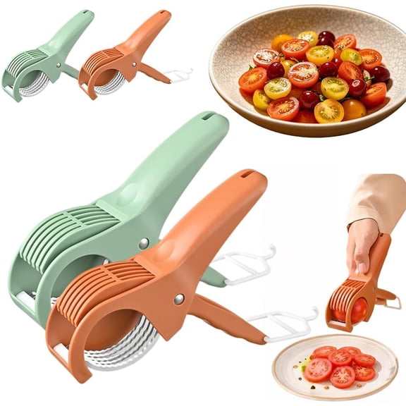 Grape Cutter Tool – Fruit Slicer for Grapes and Cherry Tomatoes – Handheld Quarter Grape Slicer – Kitchen Gadget for Toddler Snacks (Green+Red)