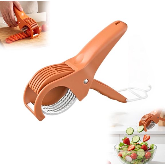 Grape Cutter Tool, Grape Tomato Cherry Strawberry Cutter Tools Into 4 Pieces for Vegetable Fruit Salad, Handheld Fruit Cutter for Grapes, Cherry Tomatoes, Strawberries, Blueberries (Red)