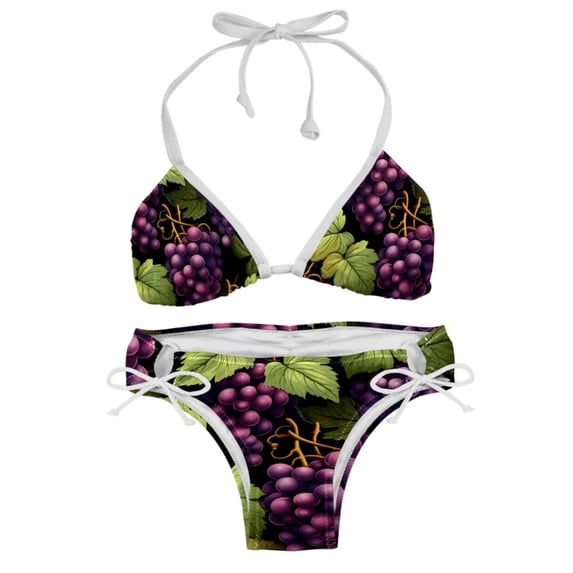Grape Detachable Sponge Adjustable Strap Bikini Set Two-Pack Beachwear Scene Swimsuit