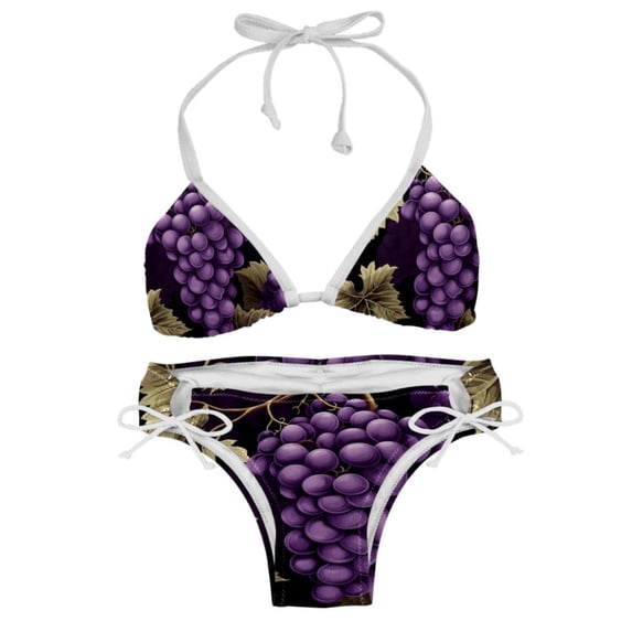 Grape Detachable Sponge Adjustable Strap Bikini Set Two-Pack Bikinis,Swimsuits,Beachwear