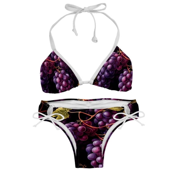 Grape Detachable Sponge Adjustable Strap Bikini Set Two-Pack Swimsuit for Women