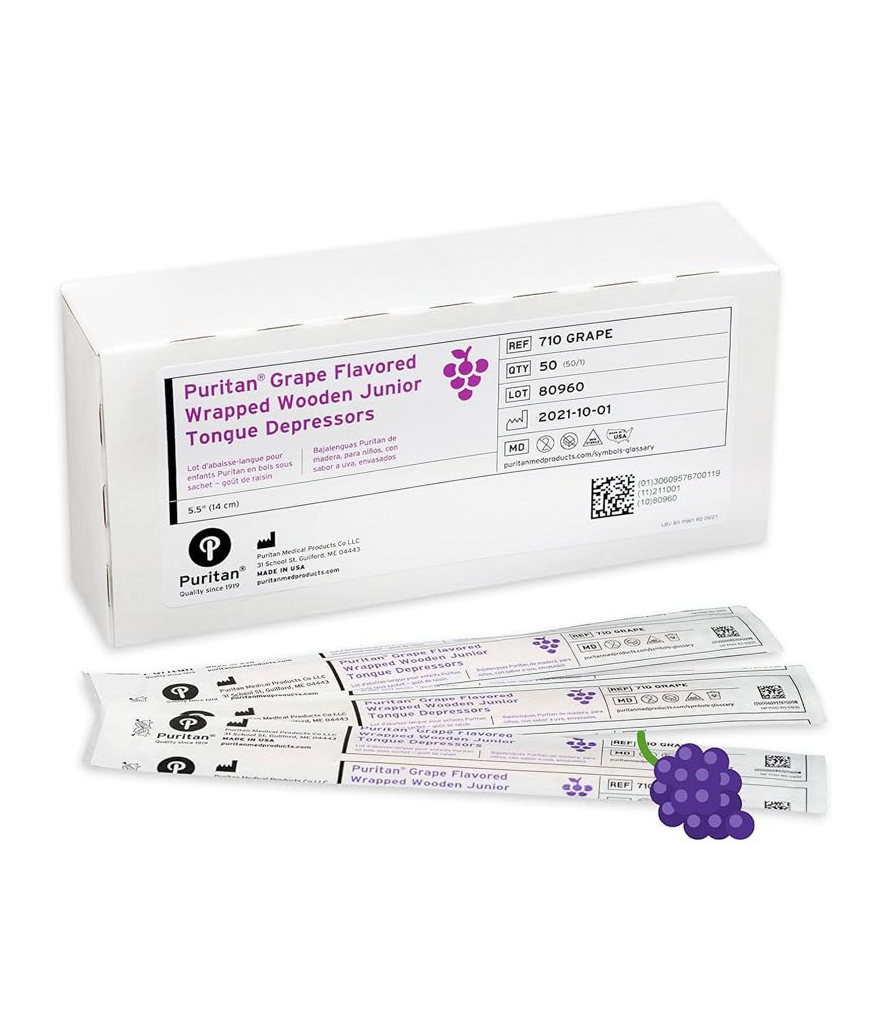 Grape Flavored Tongue Depressors Individually Wrapped 5.5 Inches, 50