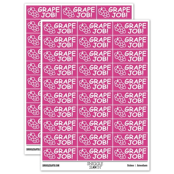 Grape Great Job Teacher Student School Sticker Set - Hot Pink - Gloss Finish - 1.75" Medium