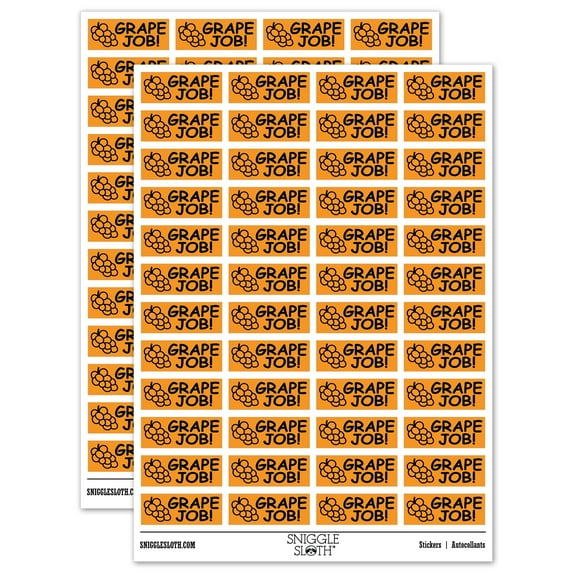 Grape Great Job Teacher Student School Sticker Set - Orange - Matte Finish - 1.25" Mini