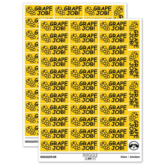 Grape Great Job Teacher Student School Sticker Set - Yellow - Matte Finish - 1.5" Small