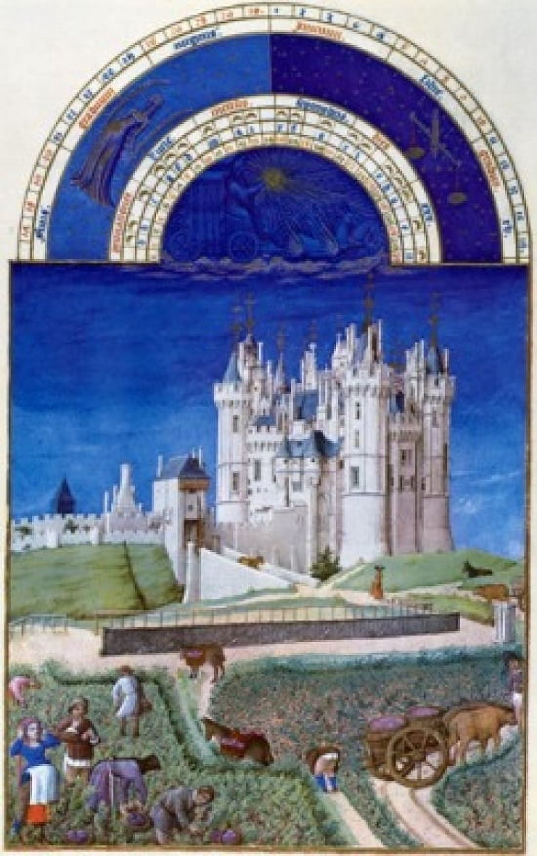 Grape Harvest by Limbourg Brothers 15th Century 1385-1416 Canvas Art - Limbourg Brothers (24 x 36)