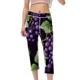 Grape High Waist Capris Women Yoga Pants Gym Leggings, Not SeeThrough Printed Fitness Running