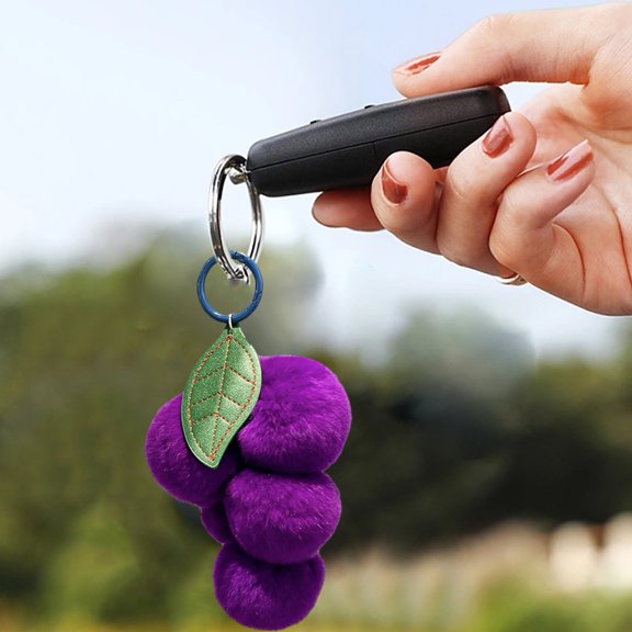 Grape Keychain Plush Fruit Pendant,Faux Bunny Fur Keychains,Girls Ladies Backpacks Accessory Gift