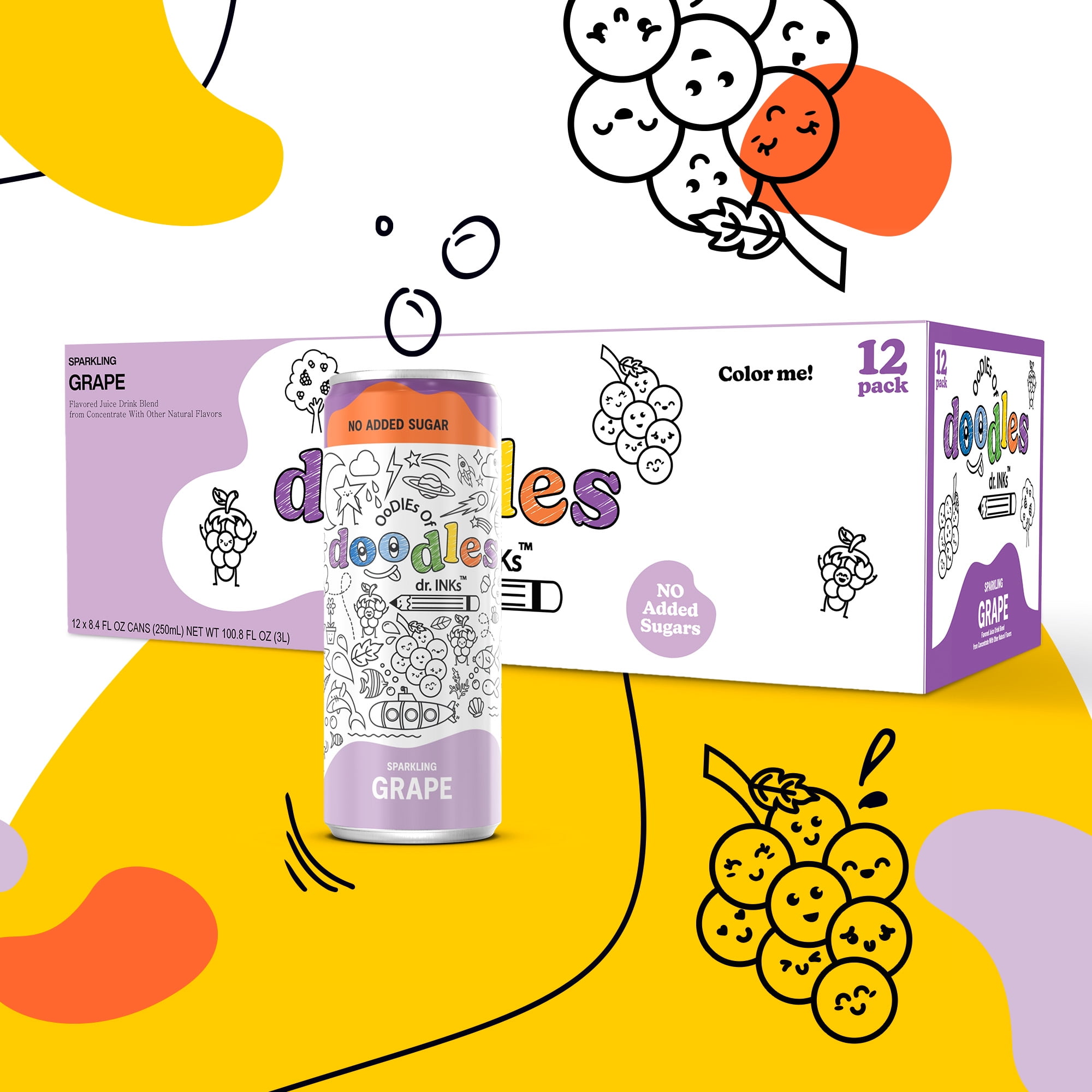 Grape Lightly SparklingIntroducing Oodles of Doodles Soda where fun