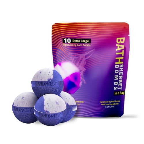 Grape Lip Smackers Luxury Bath Bombs -Set of 10 - Extra Large - 4.5oz