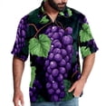 thumbnail image 1 of Grape Men's Casual Button Down Short Sleeve Hawaiian Printed Summer Beach Shirts, 1 of 6