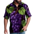 thumbnail image 1 of Grape Men's Hawaiian Shirt, Short Sleeve Printed Button Down Beach Casual Tops, Summer Spread Collar Men's Shirts, 1 of 6