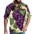 thumbnail image 1 of Grape Men's Short Sleeve Beach Shirts, Casual Button Down Poplin Printed Summer Tops - Unisex, 1 of 6