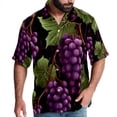thumbnail image 1 of Grape Men's Short Sleeve Beach Shirts Hawaiian Button Down Casual Summer Printed Unisex Top, 1 of 6