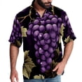 thumbnail image 1 of Grape Men's Short Sleeve Poplin Shirt, Button Down Casual Summer Beach Printed Unisex Shirt, 1 of 6