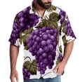 thumbnail image 1 of Grape Men's Short Sleeve Poplin Shirts, Casual Printed Button Down Tops for Summer Beach, Unisex with Spread Collar, 1 of 6