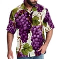 thumbnail image 1 of Grape Men's Short Sleeve Printed Poplin Shirt with Spread Collar Tops - Casual Button Down Summer Beach Shirt for Men and Women, 1 of 6