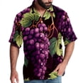 thumbnail image 1 of Grape Men's Short Sleeve Spread Collar Poplin Shirt, Casual Printed Button Down Summer Beach Tops for Men, Unisex Comfortable Shirts, 1 of 6