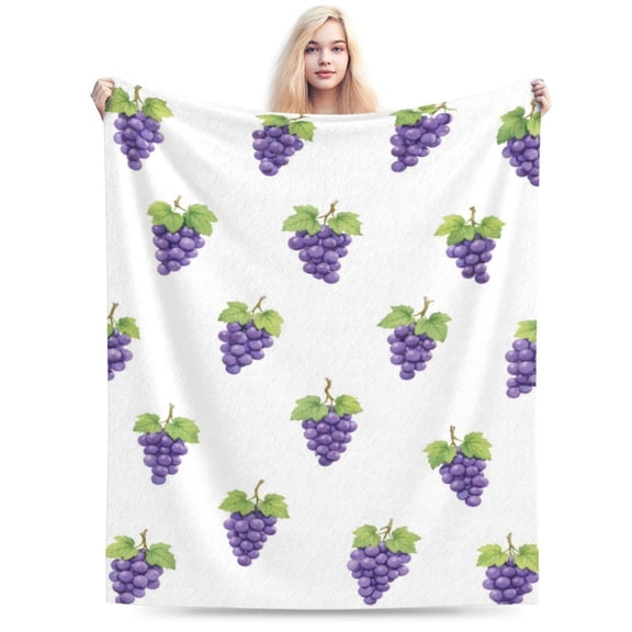 Grape Pattern Blanket Purple Fruit Pattern Throw Blanket Cozy Soft Blanket Gift for Fruit Lovers Kitchen Home Decor 50x40