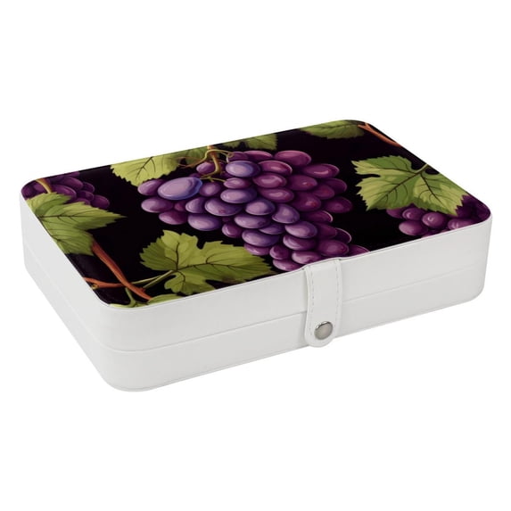 Grape Portable PU Leather Earring Organizer with Removable Compartment and Necklace Holder – Jewelry Stand Included