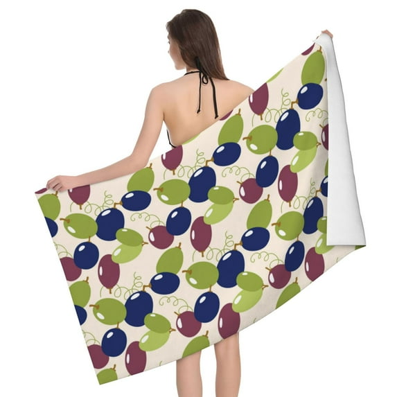 Grape Print Abstract Bath Towel, Highly Absorbent towels for bathroom Quick Drying Microfiber Bath Towels for Body, Soft Shower Towels for Sport, Yoga, SPA, Gym 27x55in