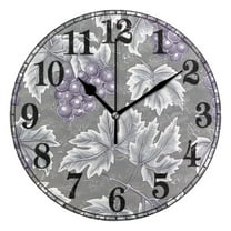 Grape Print on Gray Silent Wall Clock 10" Non-Ticking Battery Clock