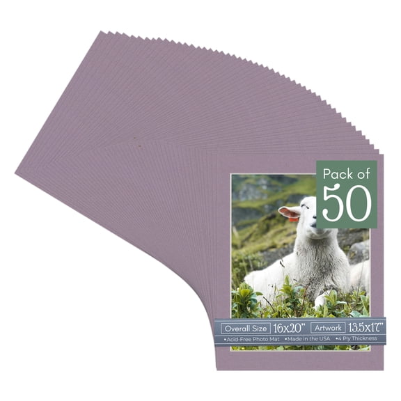 Grape Purple Picture Frame Mat for 16x20 Frames - Fits 13.5x17 Photos - 50 Mats