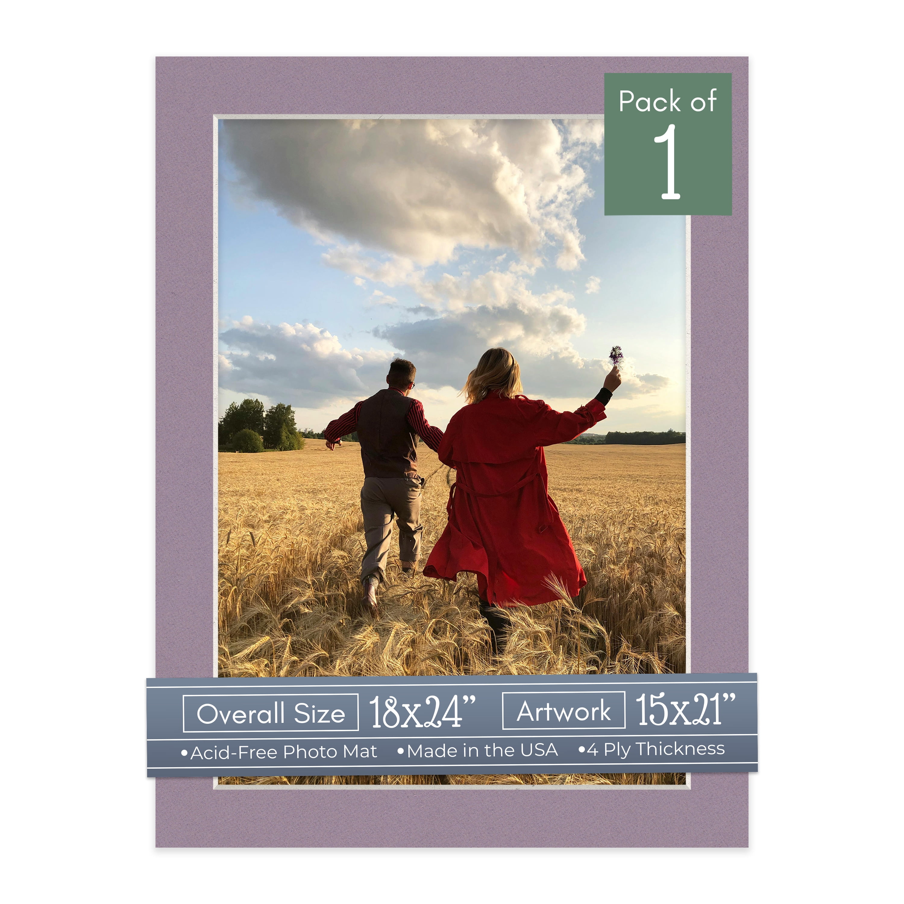 Grape Purple Picture Frame Mat for 18x24 Frames - Fits 15x21 Photos - 1 Mat
