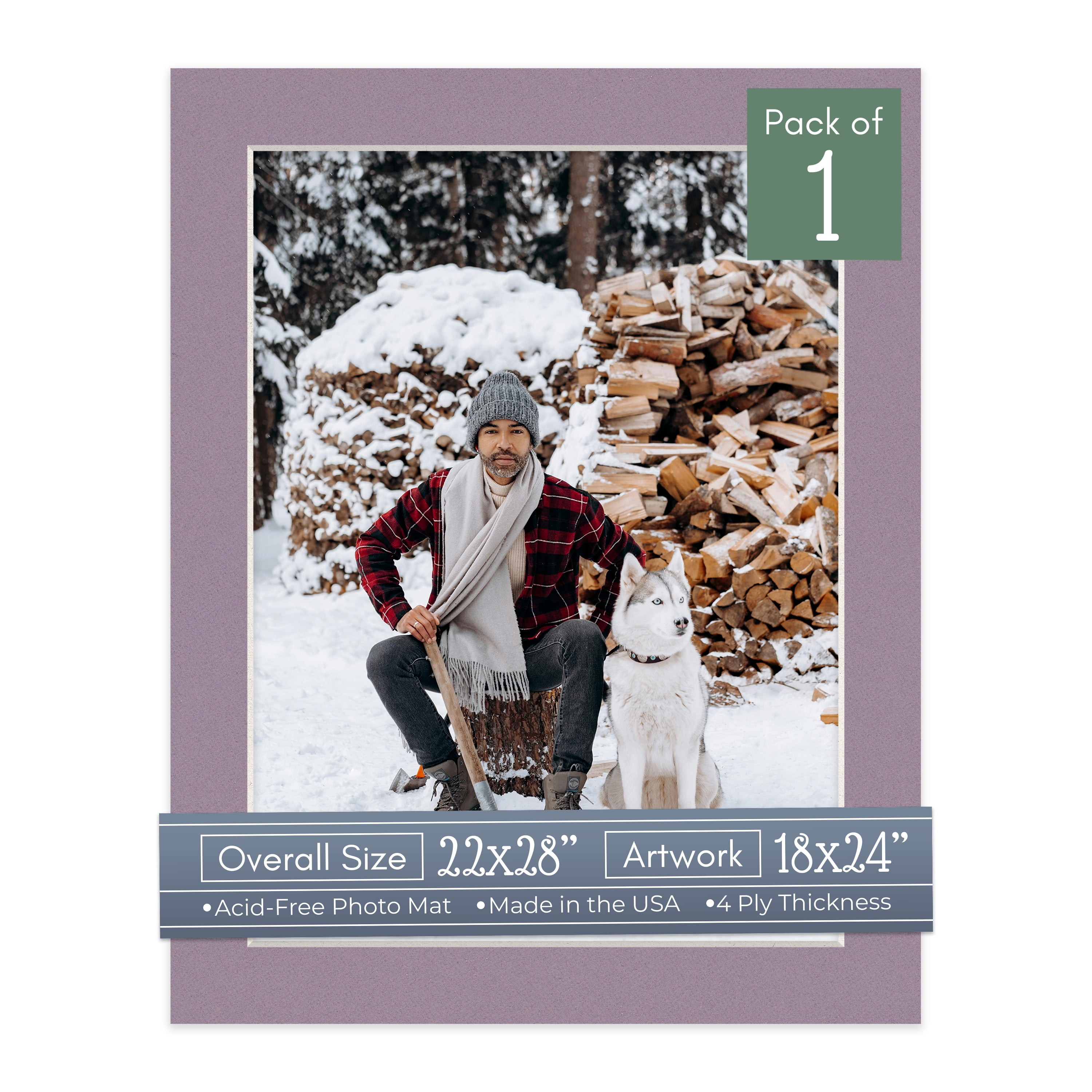 Grape Purple Picture Frame Mat for 22x28 Frames - Fits 18x24 Photos - 1 Mat