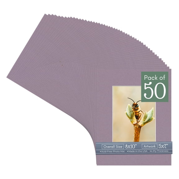 Grape Purple Picture Frame Mat for 8x10 Frames - Fits 5x7 Photos - 50 Mats