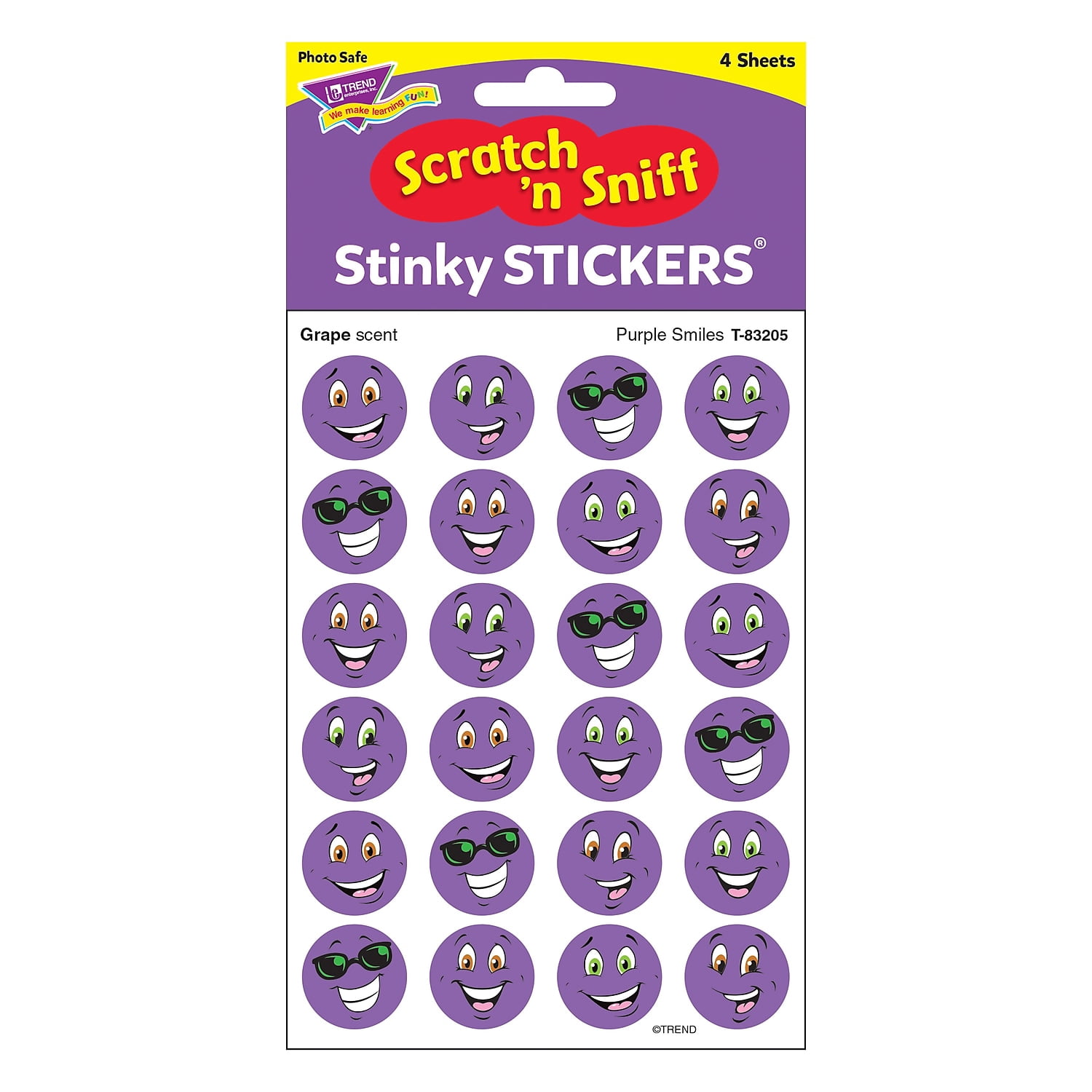 Grape Purple Smiles TREND Scratch 'n Sniff Stinky Stickers - Walmart.com