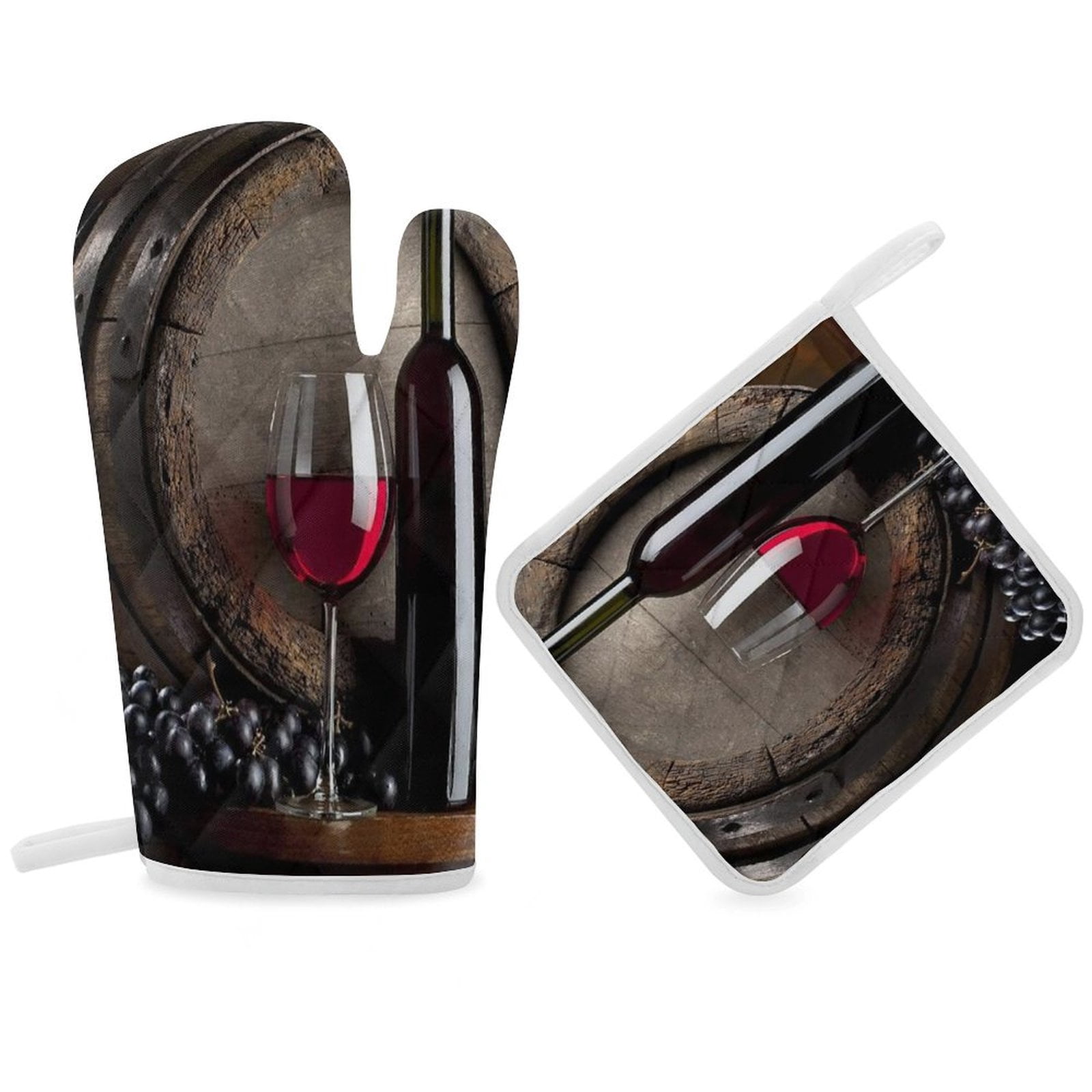 Grape Red Wine Oven Gloves And Pots Stand Set Oven Gloves And Pot Racks ...