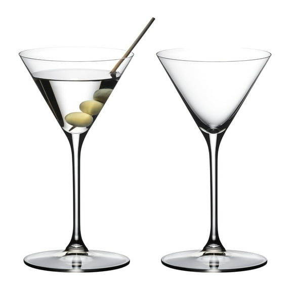 RIEDEL Grape Martini and Cocktail Diamond-Shaped Machine-Made Crystal Glass with Steeply Angled Sides (2-Pack, Clear)