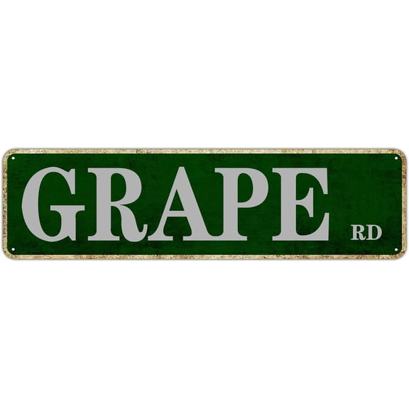 Grape Road Retro Home Decoration Poster Street Sign Tin Sign Wall Art Metal Sign Vintage Metal Poster for Man Cave Bar Pub Cafe Home Wall Decor 16in x 4in