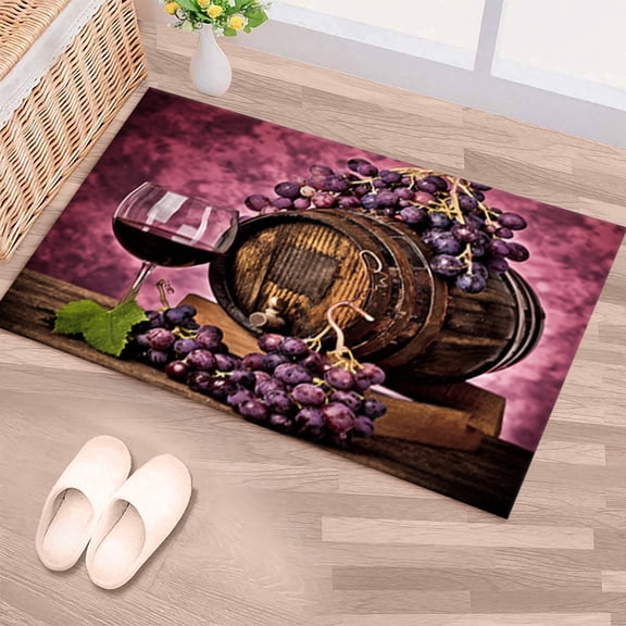 Grape Rug, Area Rugs, Pattern Rugs, Modern Rug, Kitchen Rug, Wine Glass Rug, Home Decor Rugs, Office Decor Rugs, Gift For Her Rugs, 3.3'x6.5' - 100x200 cm