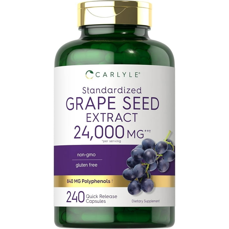Carlyle Grapeseed Extract, 24000 mg, 240 Capsules, Flavonoids