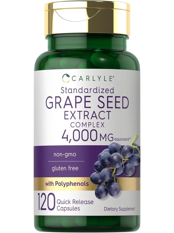 Grape Seed Extract | 120 Quick Release Capsules | Standardized Extract Complex with Polyphenols | by Carlyle