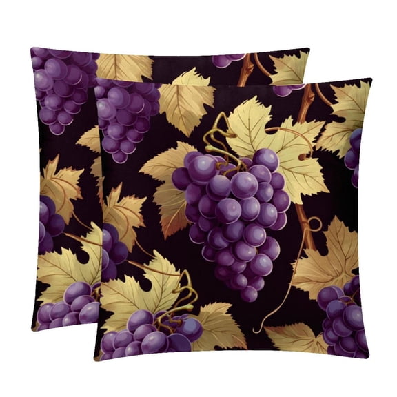 Grape Set of 2 - Chair Pillow Covers with Unique Patterns - Throw Pillow Inserts Included, Available in 16x16, 18x18, 20x20 Inches - Ideal for Home Decor,and Gifts