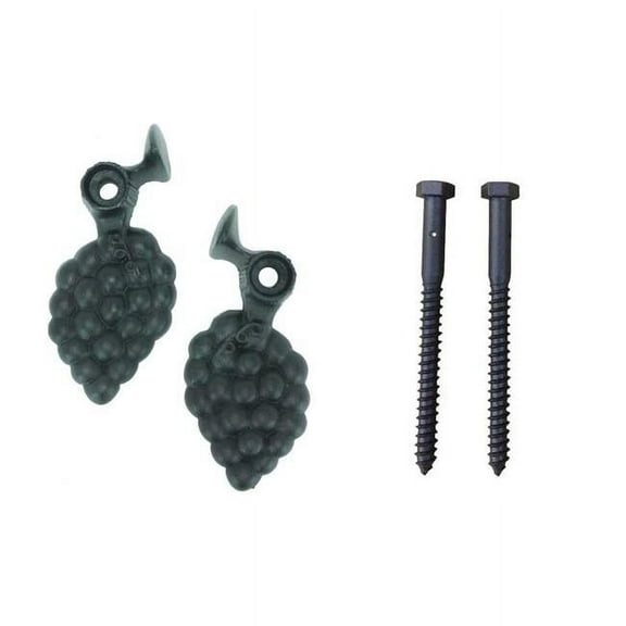 Grape Shutter Dog with Lag Bolt, Black - Set of 2